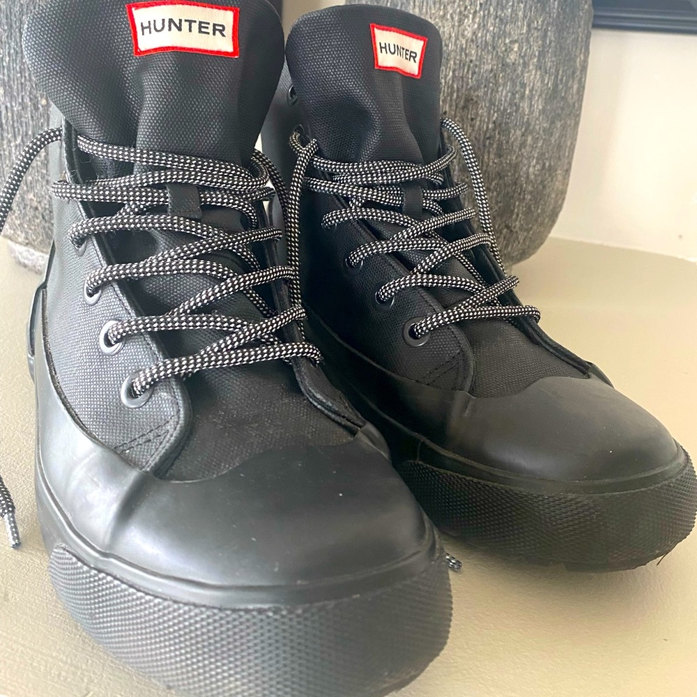 HUNTER Rubber & Canvas Ankle Boots